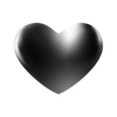 Black glossy 3d heart. Luxury realistic heart balloon.