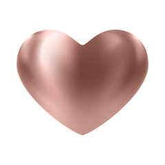 Bronze glossy 3d heart. Luxury realistic heart balloon.