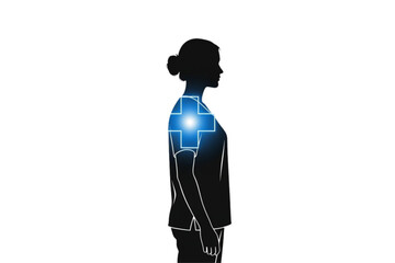 Professional medical worker silhouette with glowing symbol, health care conceptual visual, modern medicine, wellness, and support for healthcare providers