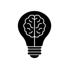 Creative idea concept silhouette light bulb with brain inside vector illustration scalable graphic