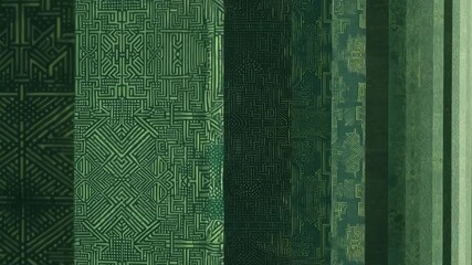 Green abstract geometric tribal pattern animation - Powered by Adobe