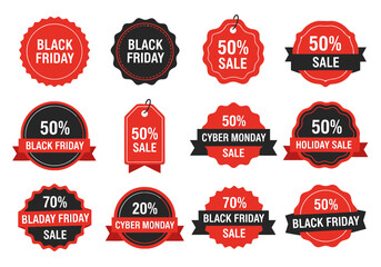 Red and Gold Sale Badge Set Vector &mdash; Promotional Label Design