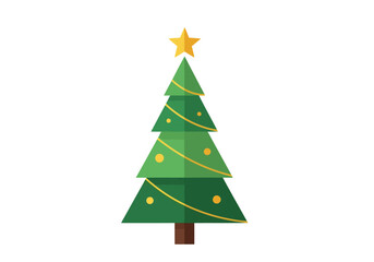 Christmas Tree with Glowing Star Vector Illustration — Minimalist Holiday Design