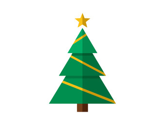 Christmas Tree with Glowing Star Vector Illustration &mdash; Minimalist Holiday Design