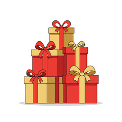 Gift Box Stack Vector Illustration