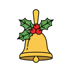 Golden Bell and Holly Leaf Icon