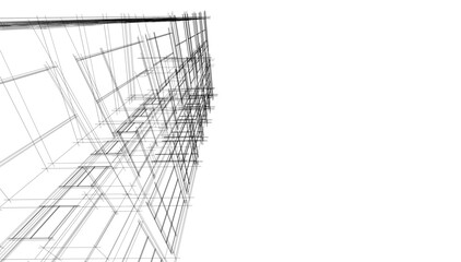 Sketch of a building 3d illustration