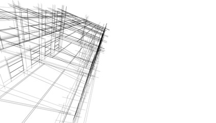 Sketch of a building 3d illustration