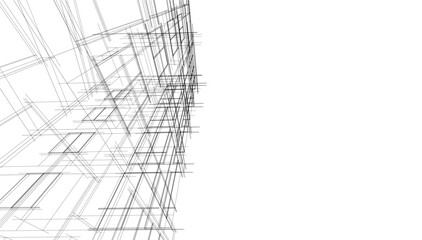 Sketch of a building 3d illustration