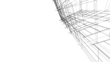 Sketch of a building 3d illustration