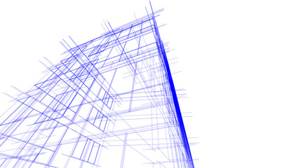 Sketch of a building 3d illustration