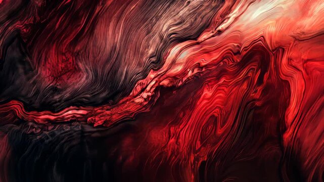 Dynamic flowing red and black abstract waves creating mesmerizing patterns