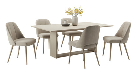 Fototapeta premium Modern dining table and chairs set isolated on transparent background