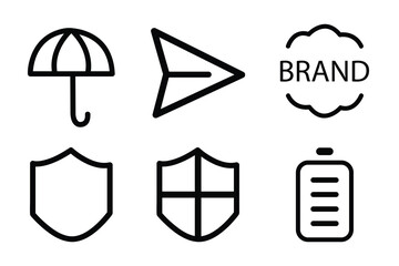black outline icon set design