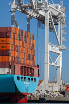 Container ships and cranes at the Port of Oakland highlight global shipping challenges and supply chain pressure