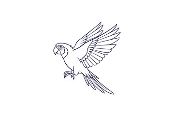 Naklejka premium Minimalist one color parrot illustration with open wings