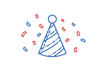 Festive party hat and confetti celebration graphic for events