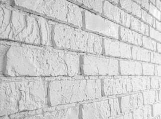 White Brick Wall Texture with Rugged Surface for Construction