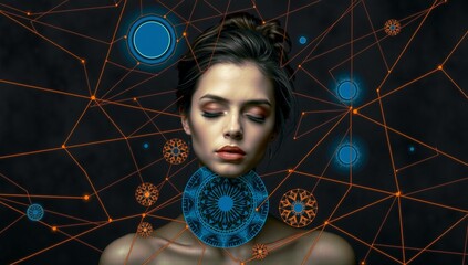 Futuristic Digital Network Portrait