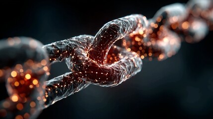 Secure blockchain technology with glowing interconnected nodes highlighting digital security and data protection, suitable for tech, finance, and cyber security marketing