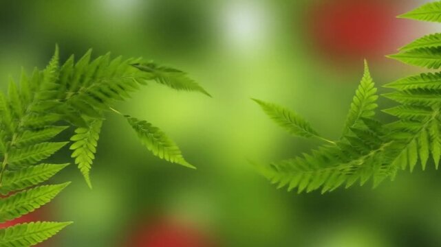 Lush green fern fronds gently sway in a serene, sun-dappled forest clearing, inviting peaceful contemplation and natural beauty.