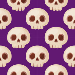 Halloween scull seamless pattern. Hand drawn trendy flat style. Cute Halloween pattern.spooky October holiday. Vector illustration