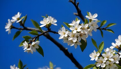 White Blossoms Against Blue Sky