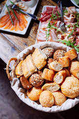 Bread in basket on the banquet table