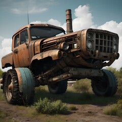 Steampunk Truck with Oversized Wheels