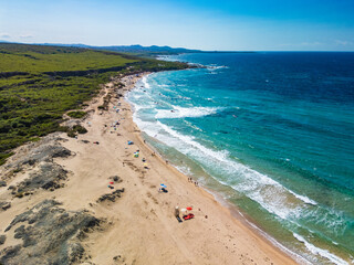 Lu Litarroni Beach, Sardinia, White Sand Dunes and Turquoise Mediterranean Sea