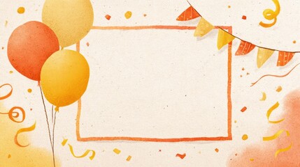 Festive birthday celebration background with colorful balloons confetti and a blank space for text or photos