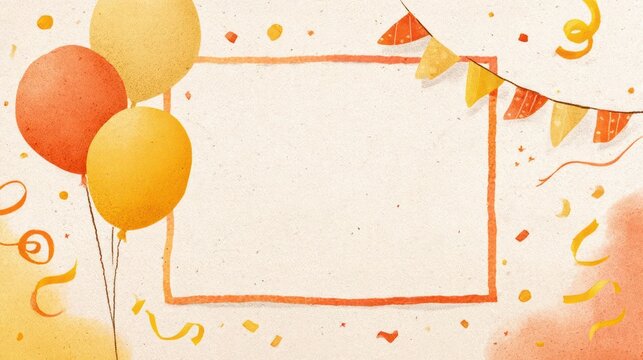 Festive birthday celebration background with colorful balloons confetti and a blank space for text or photos