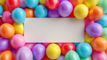 Colorful easter eggs arranged in a vibrant frame around a blank white space for text or design