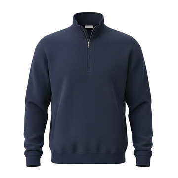 Navy blue quarter zip sweatshirt with pockets