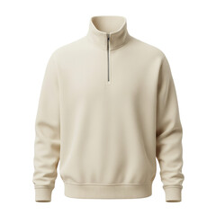 Cream quarter zip fleece sweatshirt mockup isolated © BTG