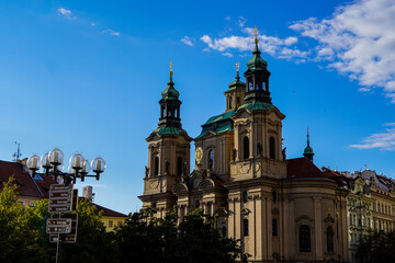 Beautiful view of the Church of Our Lady before Týn in Old town Square, - Prage