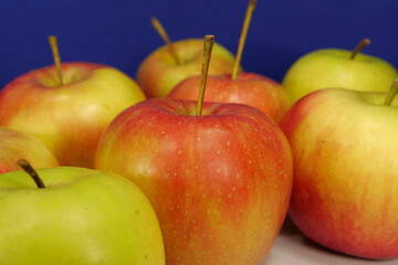 Ripe juicy red and yellow apples