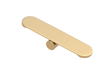Golden balance board isolated on white background. Equipment for training. Deck for fitness. 3d render