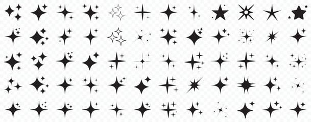 Stars Vector Collection. Stars. Star Logo. Black Stars. Retro Futuristic Sparkle. Sparkle, stars or shine icon set vector collection of different stars in black color. blinking stars collections.