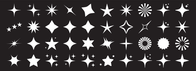 blinking shining star, sparks and sparkle shapes vector illustration. sparkle star icon set. simple star burst symbo. Different twinkling stars collection. Star icons. Twinkling stars. Sparkles, 