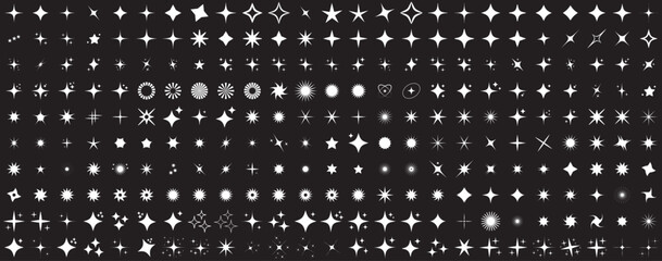 blinking shining star, sparks and sparkle shapes vector illustration. sparkle star icon set. simple star burst symbo. Different twinkling stars collection. Star icons. Twinkling stars. Sparkles, 