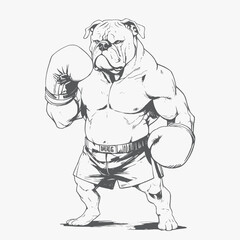 Hand-drawn vector illustration of a French bulldog - boxer