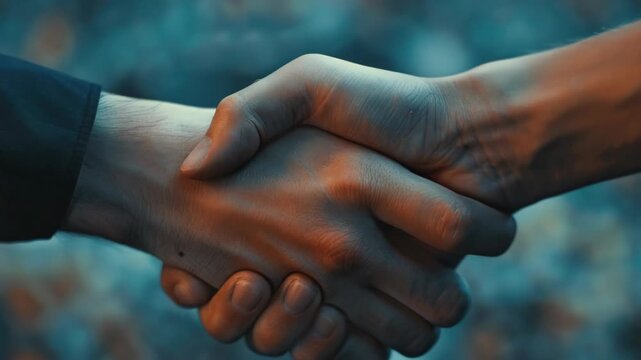 Two people shaking hands signifying a deal or agreement.