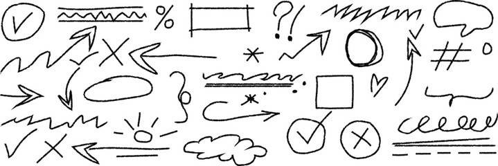 Doodle Sketchy Black And White Elements for Design and Decoration