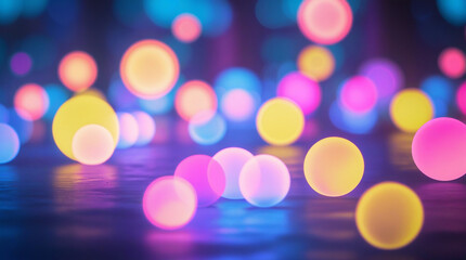 Neon Glow Orbs Abstract Colorful Lights in a Dreamy Futuristic Setting
