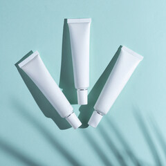 A beautiful still life composition featuring cosmetic products setting with a  background