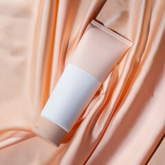 A beautiful still life composition featuring cosmetic products setting with a  background