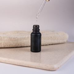 A beautiful still life composition featuring cosmetic products setting with a  background