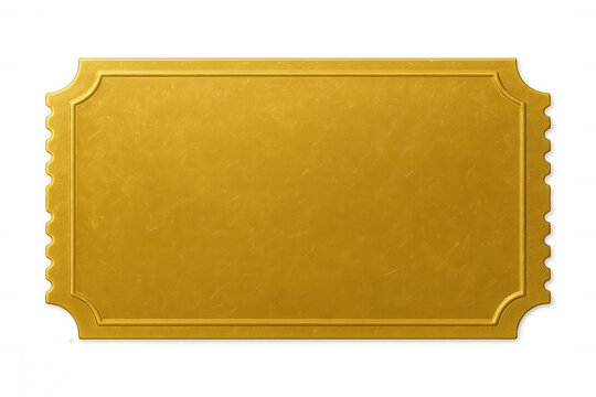 Golden ticket template for special event, prize, or exclusive admission, transparent background