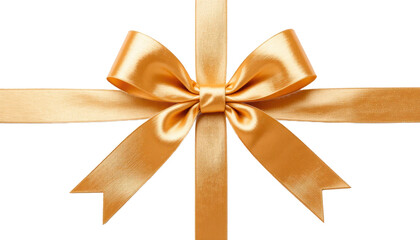 Fototapeta premium Elegant Gold Satin Ribbon Tied in a Beautiful Bow — Luxury Gift Mockup — PNG